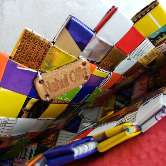 Nahui Ollin Y2K Unique Crossbody Bag Candy Wrapper Mini Purse Patent Leather - Picture 4 of 10